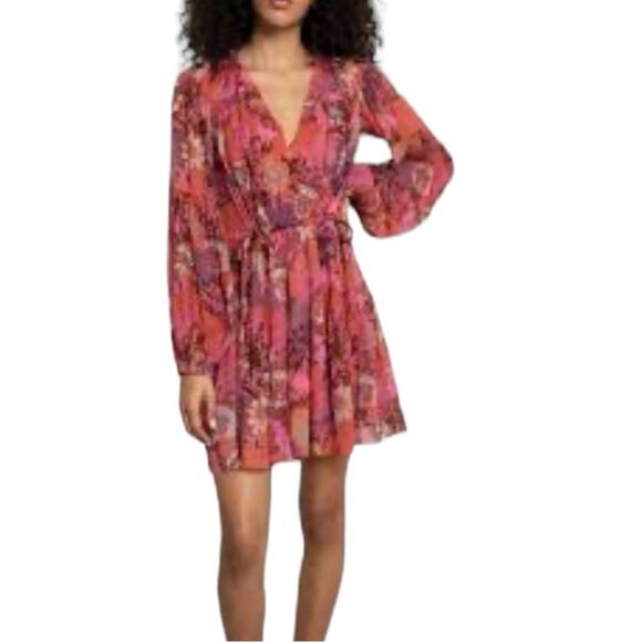 ALC floral long Sleeve silk mini dress size 4 retails $550 - Picture 4 of 10